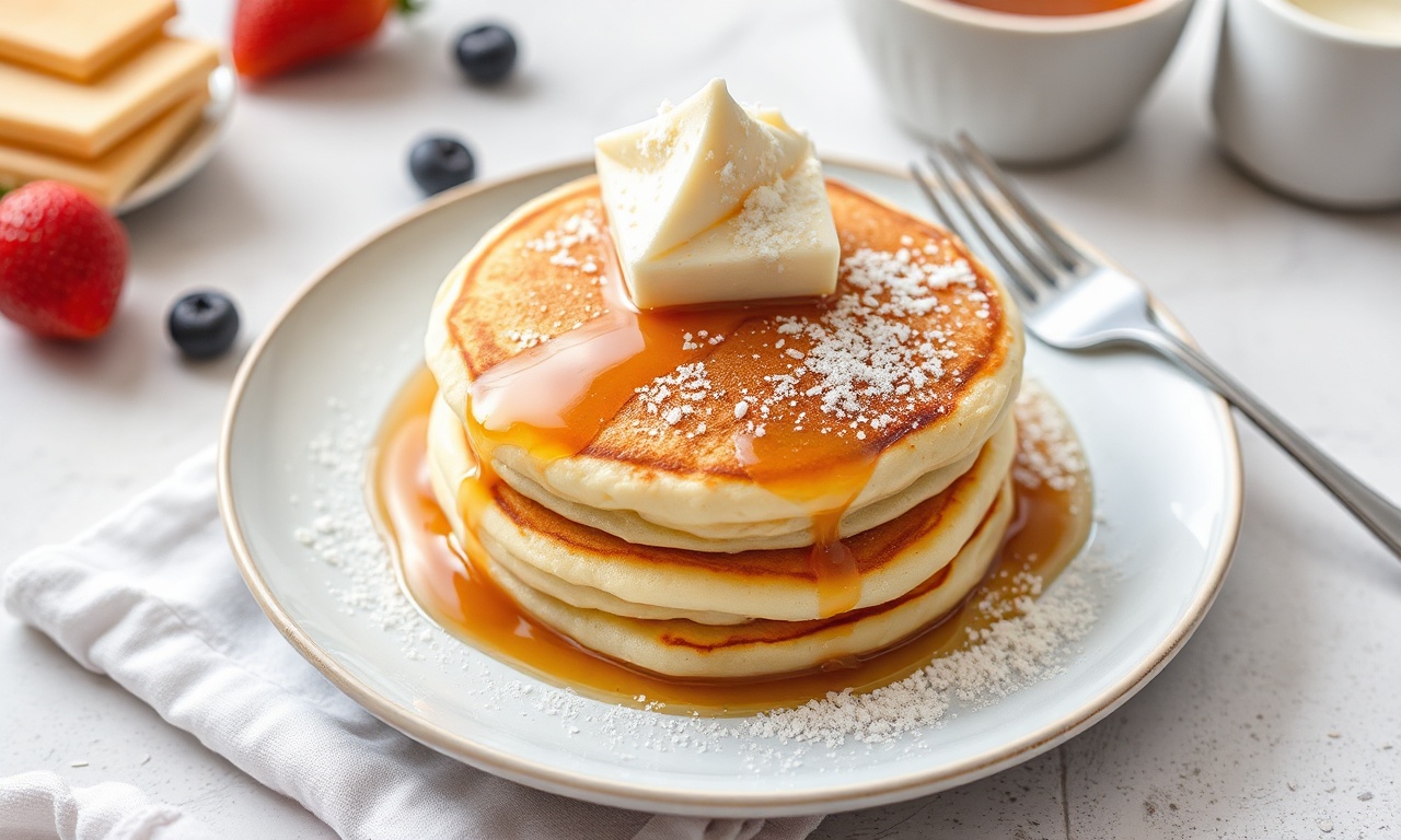 Fluffy dulce de leche pancakes are a sweet morning treat.