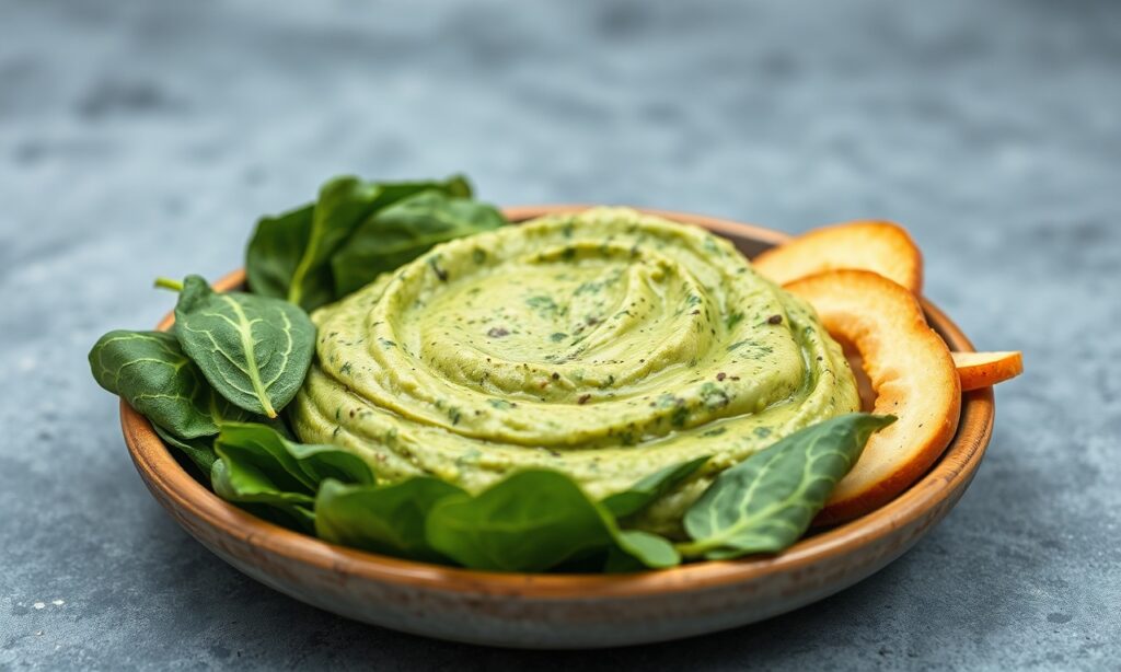 Wholesome vegan spinach dip, creamy plant-based delight.