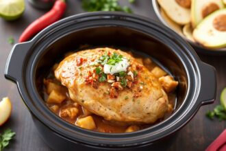 Slow-cooker Santa Fe chicken, effortless fiesta bowl recipe.