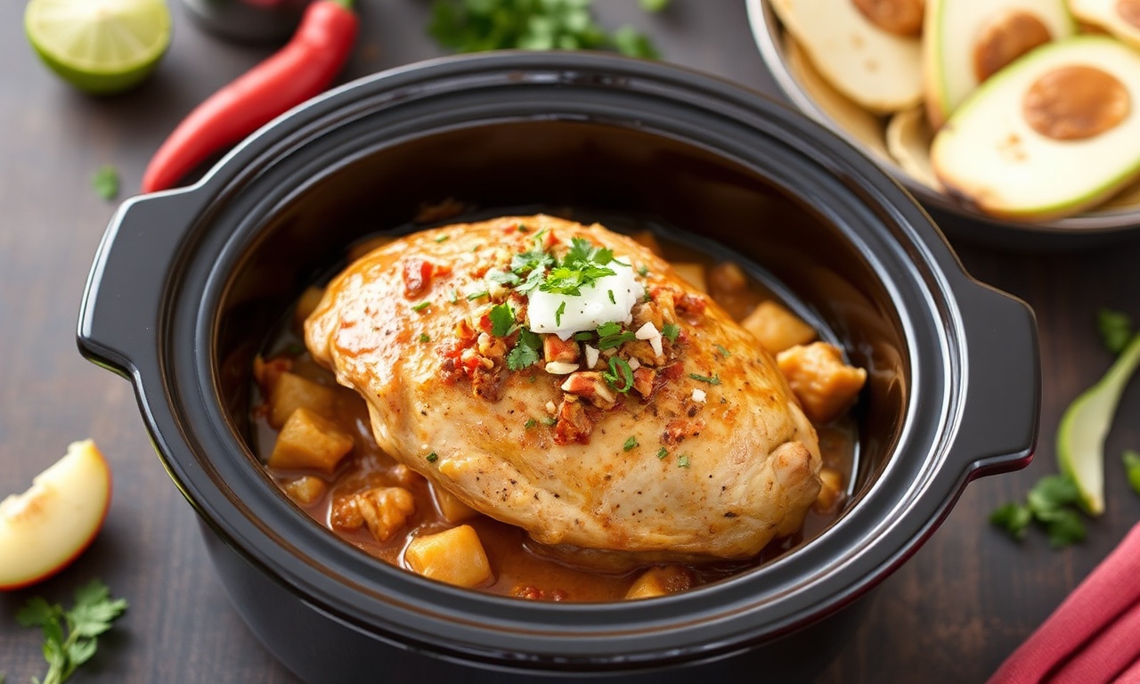 Slow-cooker Santa Fe chicken, effortless fiesta bowl recipe.
