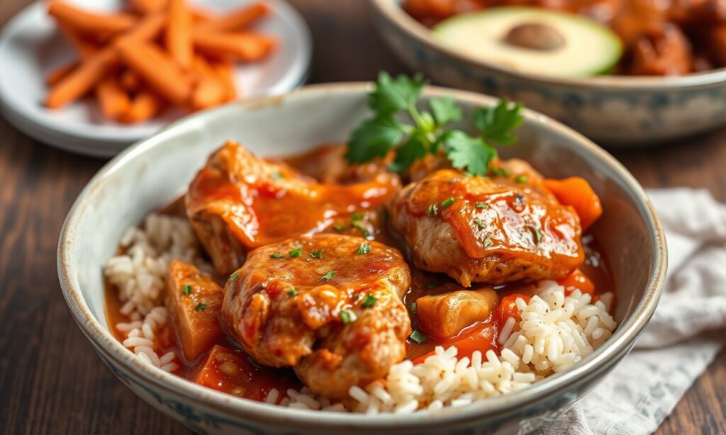 Slow-cooker Santa Fe chicken: effortless fiesta bowl, slow cooker magic.