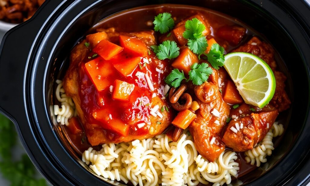 Slow-cooker Santa Fe chicken: an effortless, flavorful fiesta bowl.