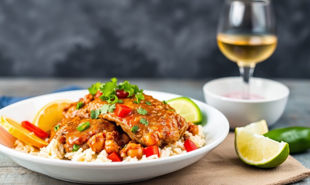 Slow-cooker Santa Fe chicken: an effortless, flavorful fiesta bowl.