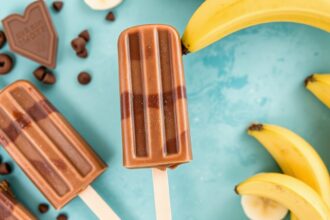 Delicious chocolate banana popsicles, a perfect frozen treat.