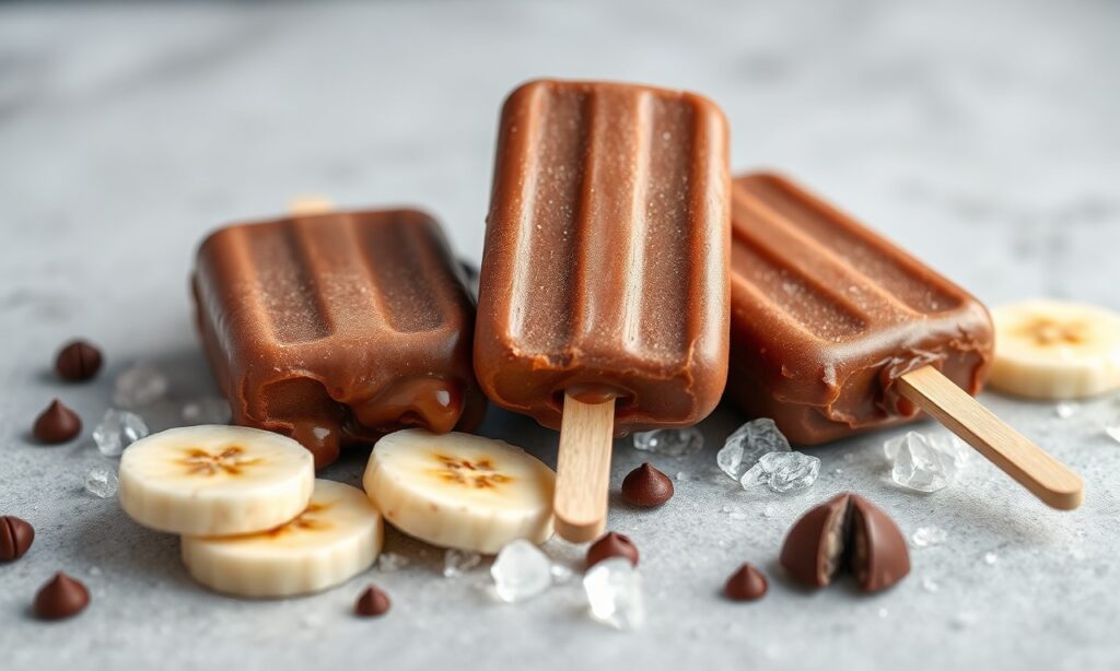 Chocolate banana popsicles: delicious frozen treat for ultimate refreshment.