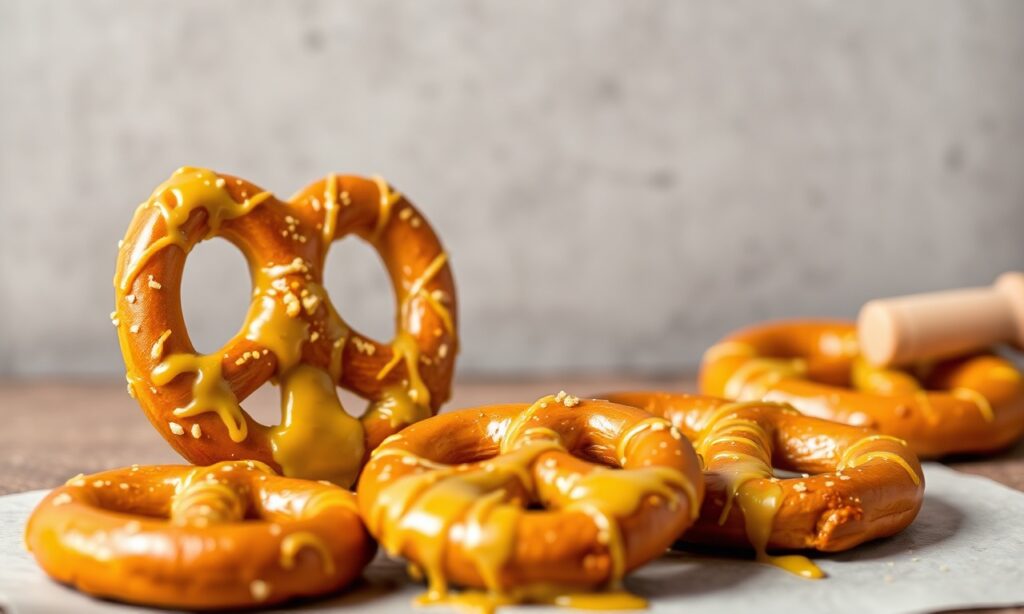 Honey mustard pretzels: sweet and savory delight.