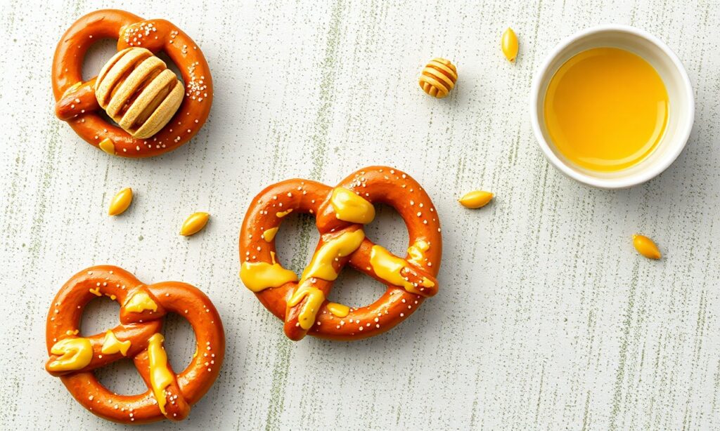 Honey mustard pretzels: sweet and savory delight.