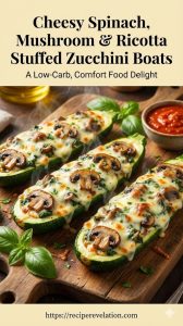 Flavorful Spinach, Mushroom & Ricotta-Stuffed Zucchini Boats