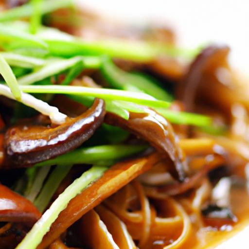 Savory Hoisin-Glazed Mushrooms Over Tender Rice Noodles