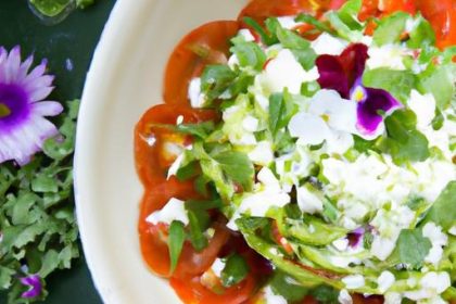 Fresh Elegance: Tomato & Burrata Salad with Edible Blooms