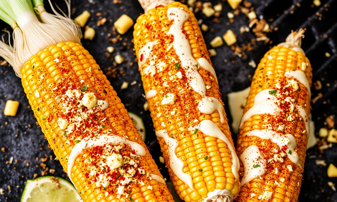 Creamy vegan elote delight, a twist on Mexican street corn.