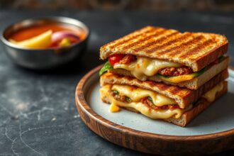 Crispy Bombay grilled sandwich, a savory street food delight.