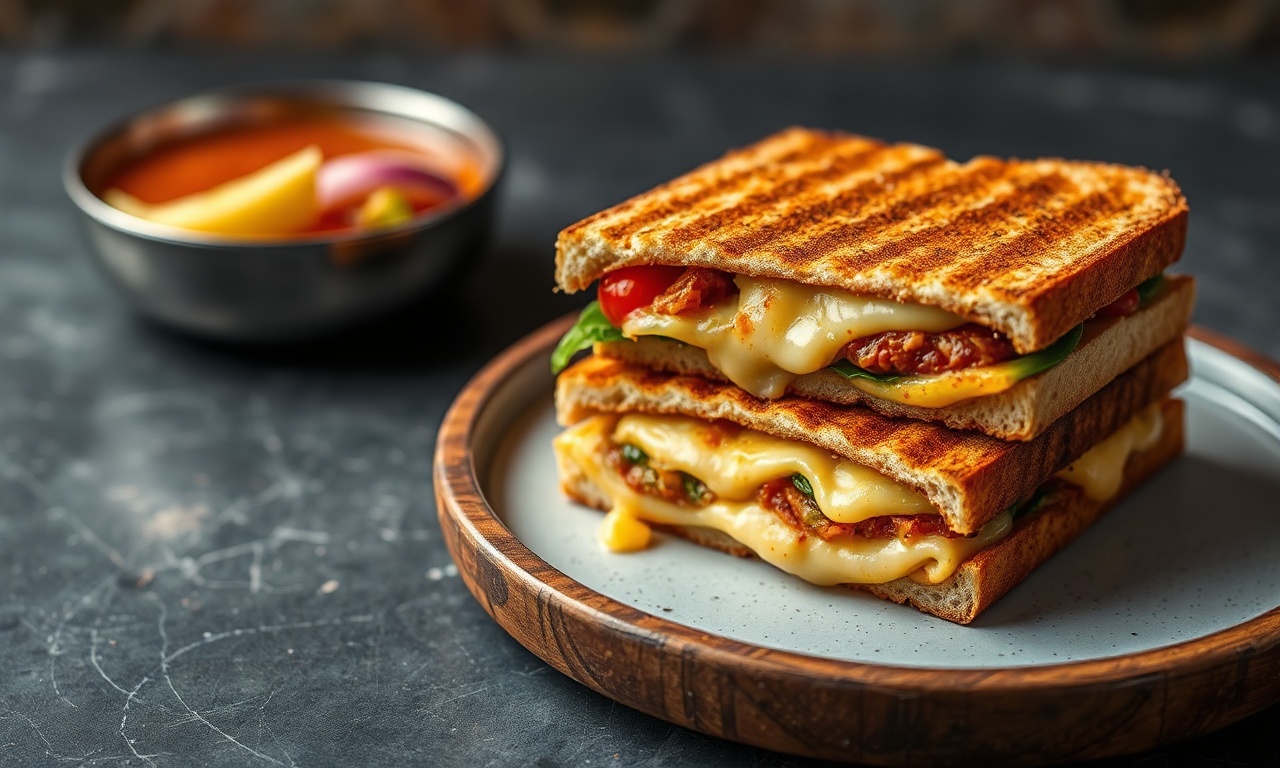 Crispy Bombay grilled sandwich, a savory street food delight.