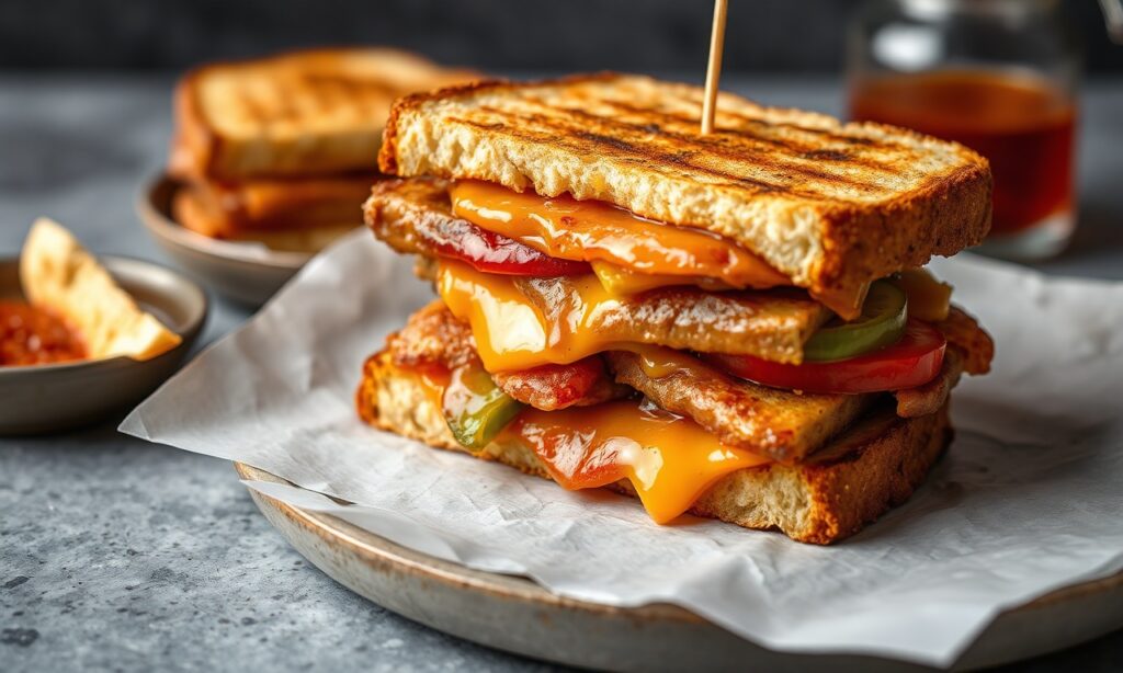 Crispy Bombay grilled sandwich, a savory street food delight.