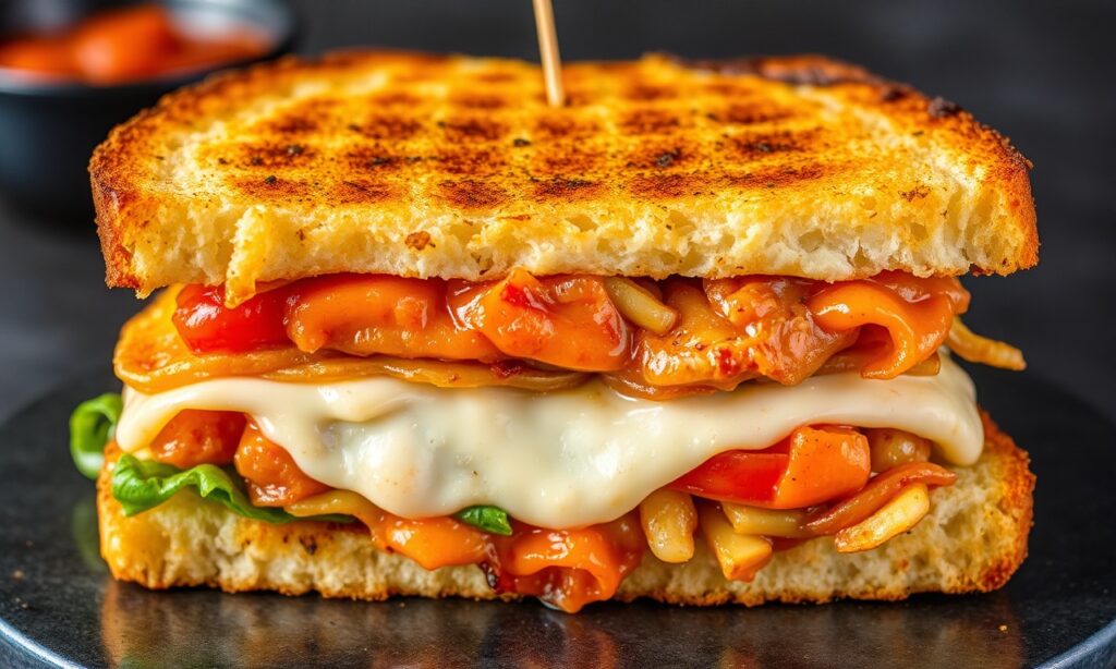 Crispy Bombay Grilled sandwich, savory Mumbai street food delight.