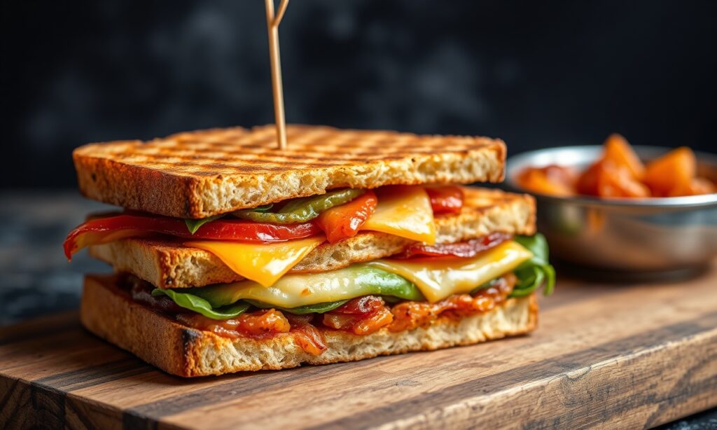 Crispy Bombay Grilled sandwich, savory Mumbai street food delight.