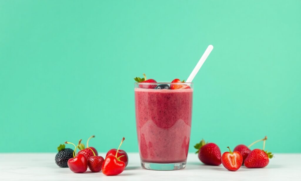Vibrant cherry berry smoothie bowl, a healthy and nourishing meal.