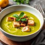 Vibrant Thai green curry with tofu, a flavorful vegan dish.