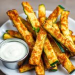 Crispy keto zucchini fries, a delicious low-carb snack.