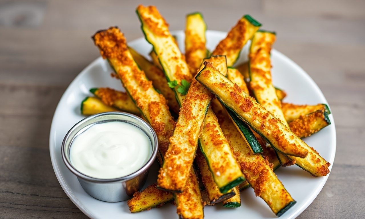 Crispy keto zucchini fries, a delicious low-carb snack.