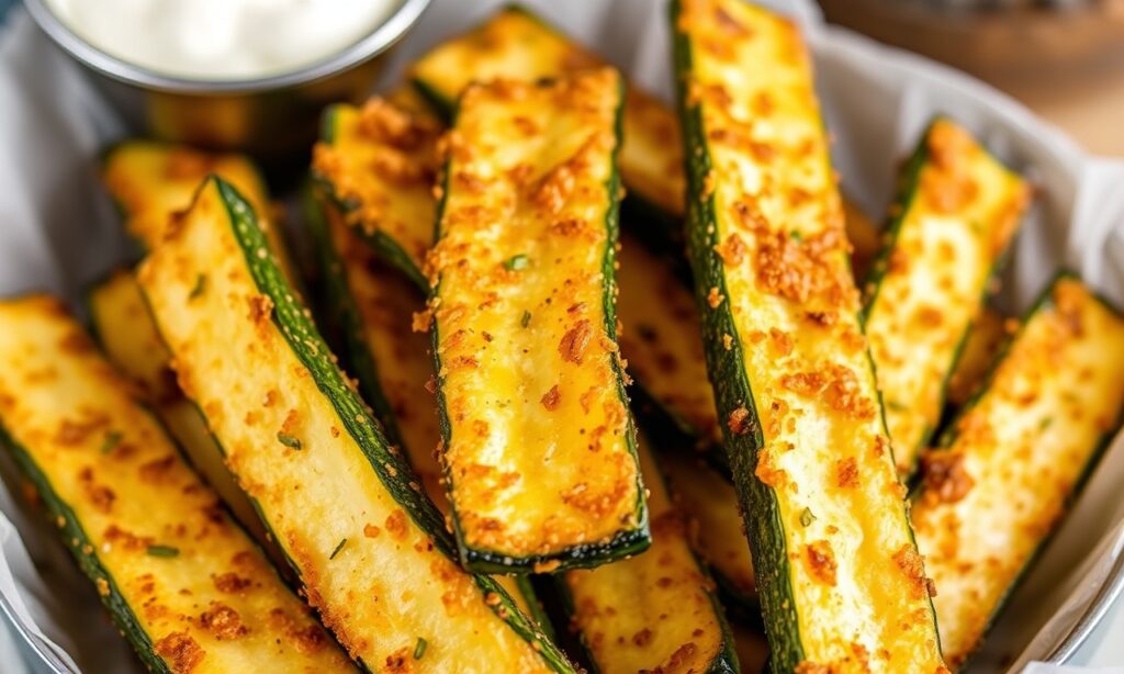 Crispy Keto zucchini fries: a delicious, low-carb snack alternative.