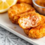 Crispy air-fried salmon bites with sweet hot honey glaze.