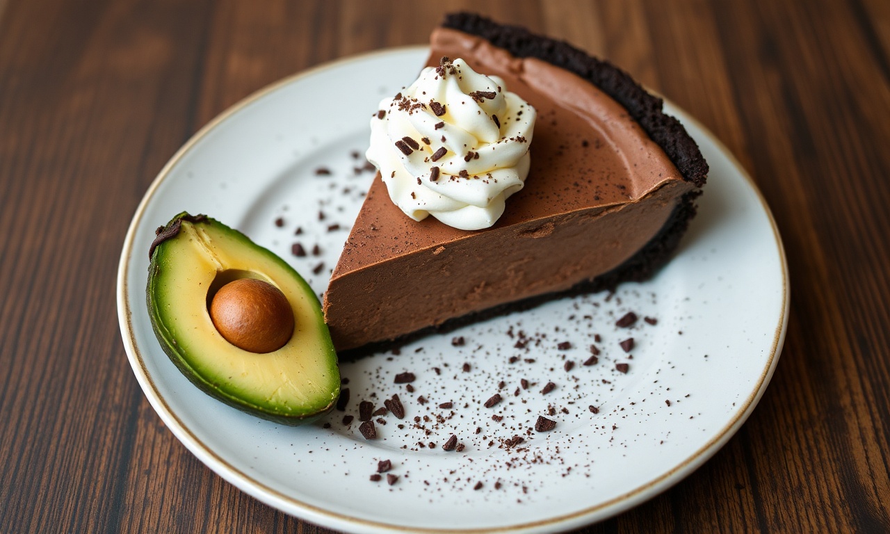 Decadent chocolate avocado pie: creamy, guilt-free, and delicious dessert.
