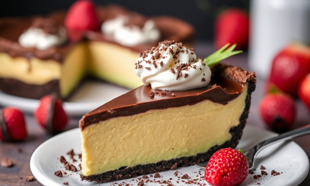 Decadent chocolate avocado pie, a creamy, guilt-free, healthy dessert.