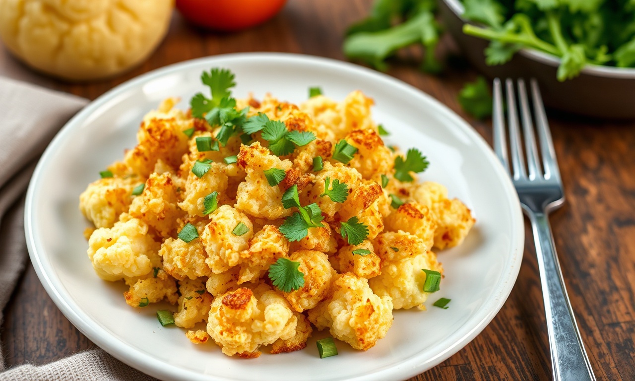 Crispy cauliflower hash browns, a healthy breakfast classic.