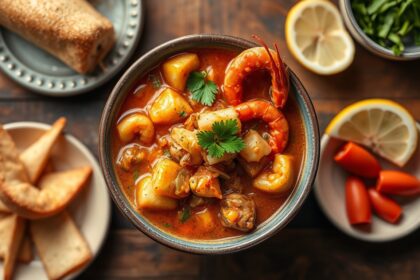 Savory seafood gumbo: rich southern coastal flavor.