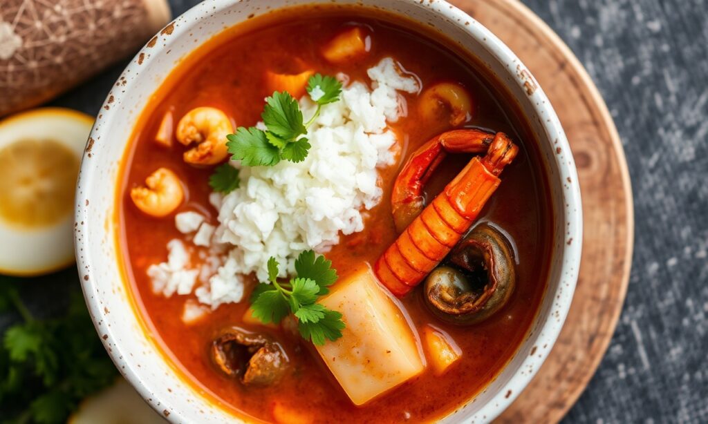Savory seafood gumbo, a comforting taste of Southern coastal magic.