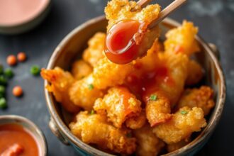 Crispy veggie tempura with perfect dipping sauce.