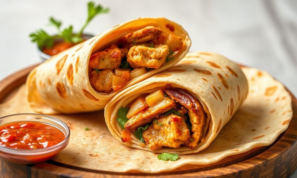 Flavorful Chicken Tikka Kathi Roll with tender chicken tikka.