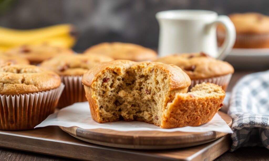 Gluten-free banana bread muffins: healthy, comforting, classic recipe.