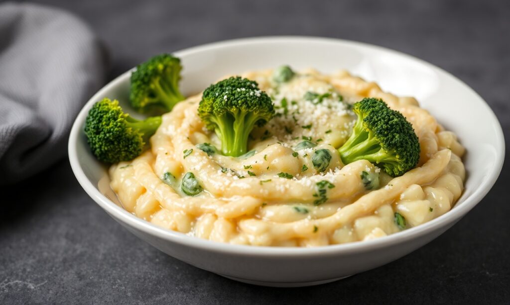 Creamy broccoli cheese risotto, a hearty comfort food embrace.