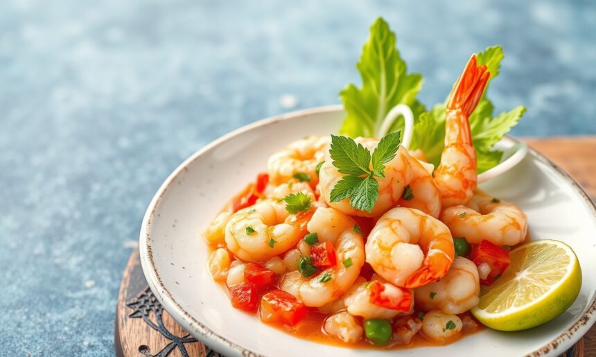 Zesty shrimp ceviche: bright, refreshing coastal delight recipe.