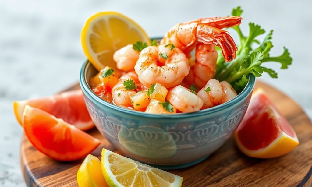 Zesty shrimp ceviche: refreshing coastal delight recipe photo.