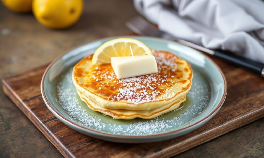 Fluffy Dutch baby pancake with lemon and sugar bliss.