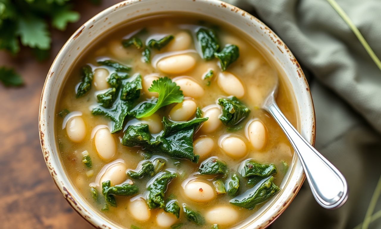 Hearty kale and white bean soup, a nutritious classic recipe.