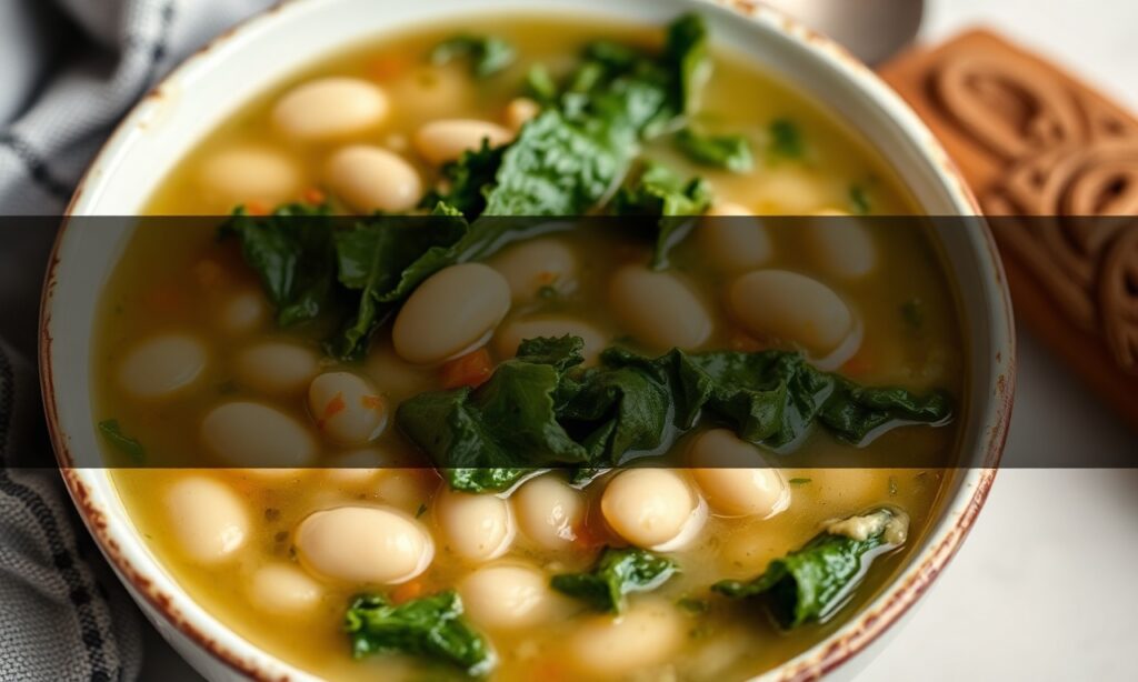 Hearty kale and white bean soup, a comforting and nutritious classic recipe.