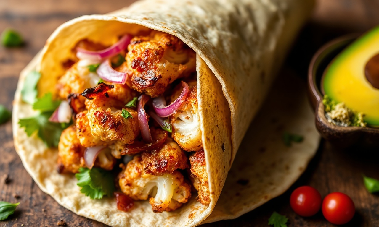 Bold flavorful roasted cauliflower shawarma wraps recipe.