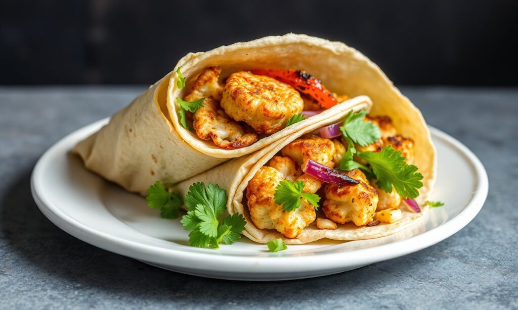 Bold flavorful roasted cauliflower shawarma wraps for vibrant meals.