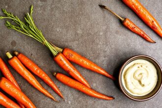 Fiery harissa roasted carrots: sweet, smoky, caramelized.