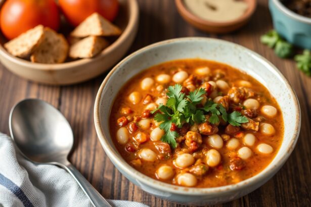 Hearty white bean chili: comforting, traditional recipe.
