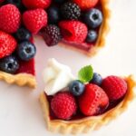 Art berry tart, summer delight, close-up, fresh berries.