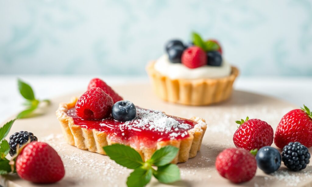 Art Berry tart: sweet summer fruit delight, seasonal splendor.