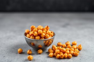 Spicy buffalo roasted chickpeas: crunchy protein boost.