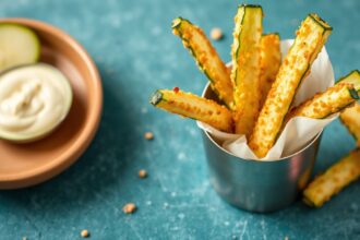 Magical crispy zucchini fries, delicious and healthy snack.