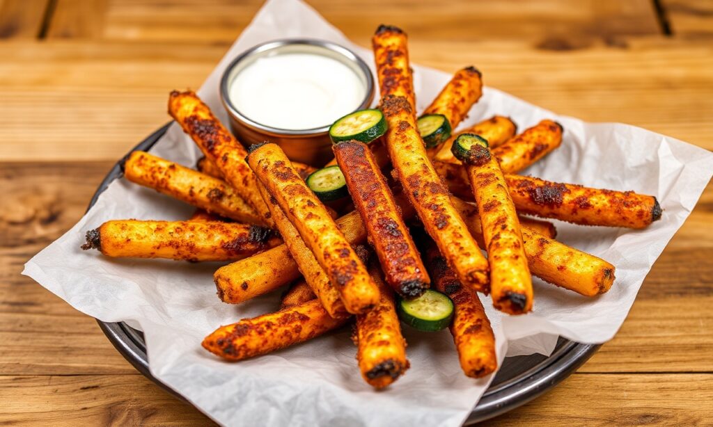 Magical crispy zucchini fries, a delicious and healthy snack.