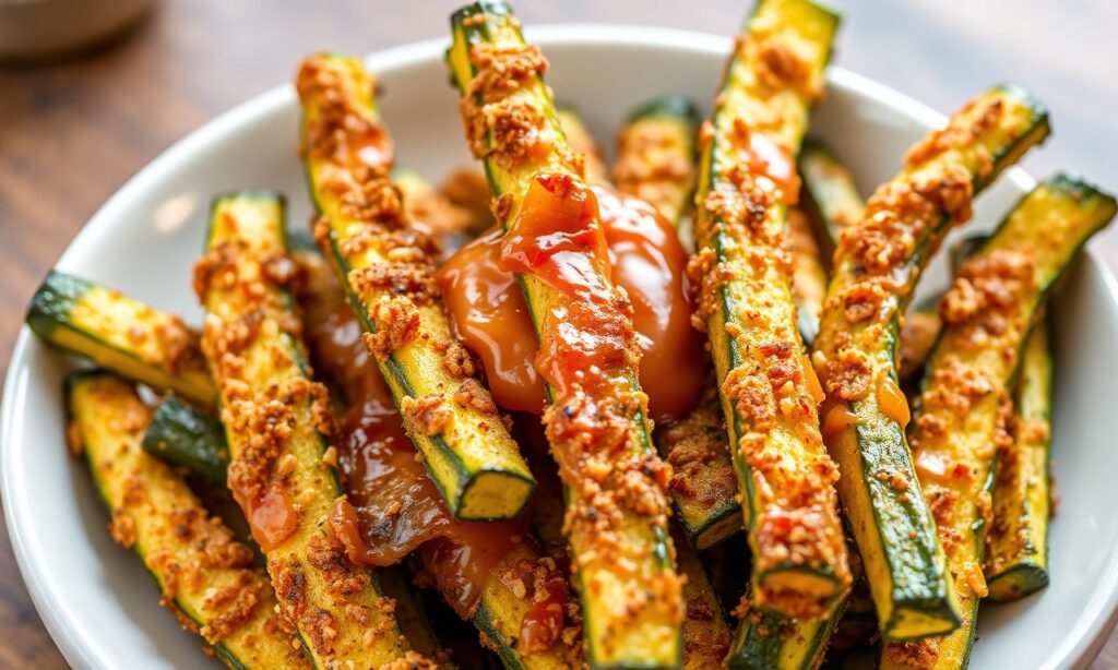 Magical crispy zucchini fries offer a satisfying crunch for a healthy snack.